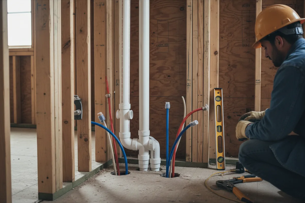 Drain and supply rough-in during Drain Cleaning in Wrightstown